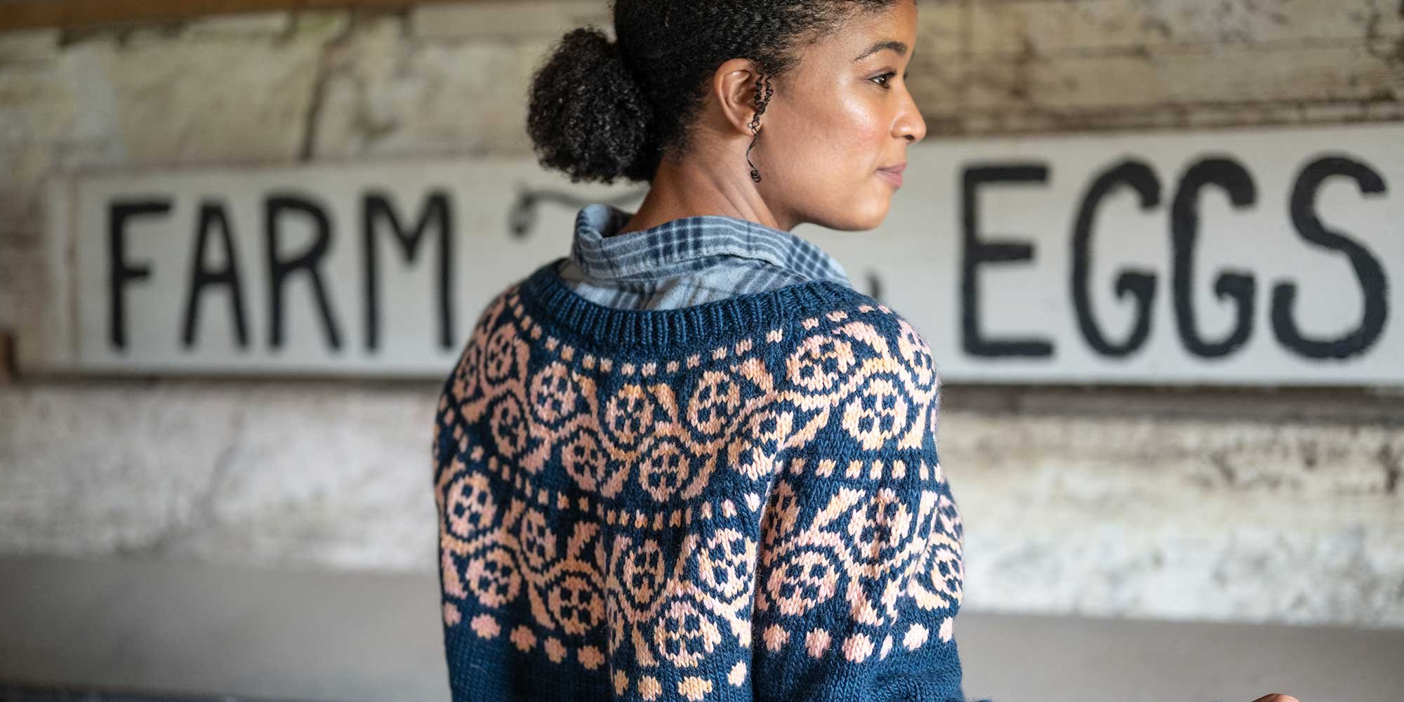 Swatching Bold Blooms with the Clematis Yoke Pullover | Farm